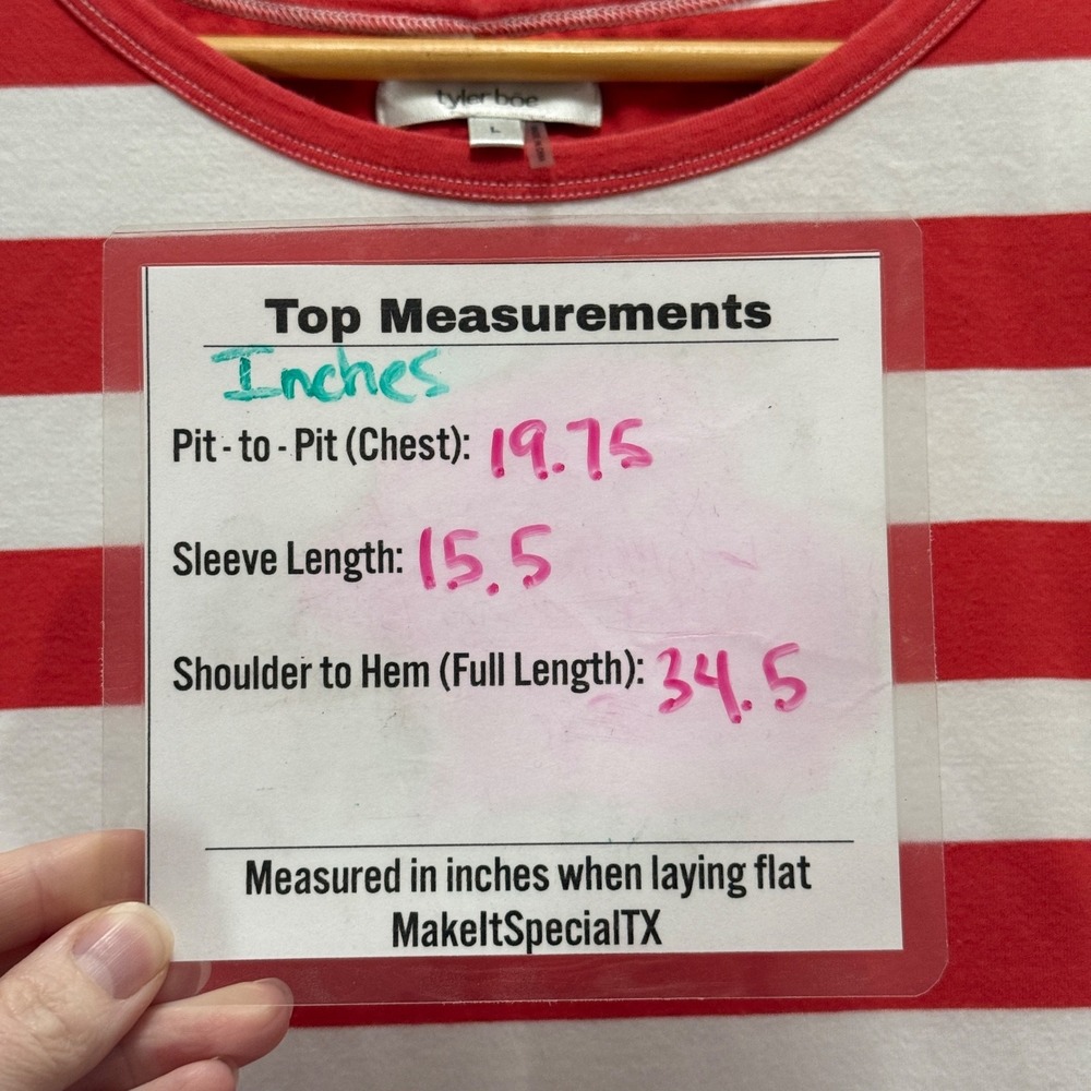 Tyler Boe Red & White Stripe Knit L Dress 3/4 Sleeve Shift Americana Coastal - Picture 3 of 6